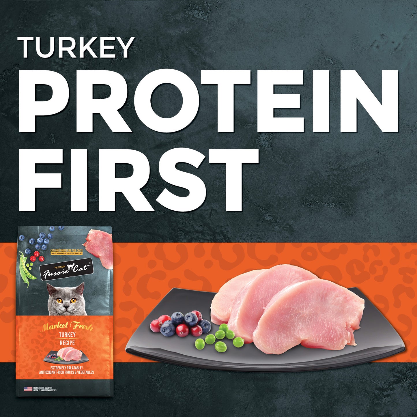 FUSSIE CAT Pavo Fresco de Mercado - Alimento Seco para Gatos | 3.5 lb