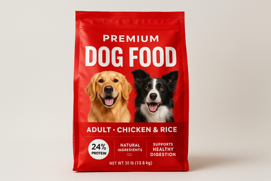 Red dog food bag